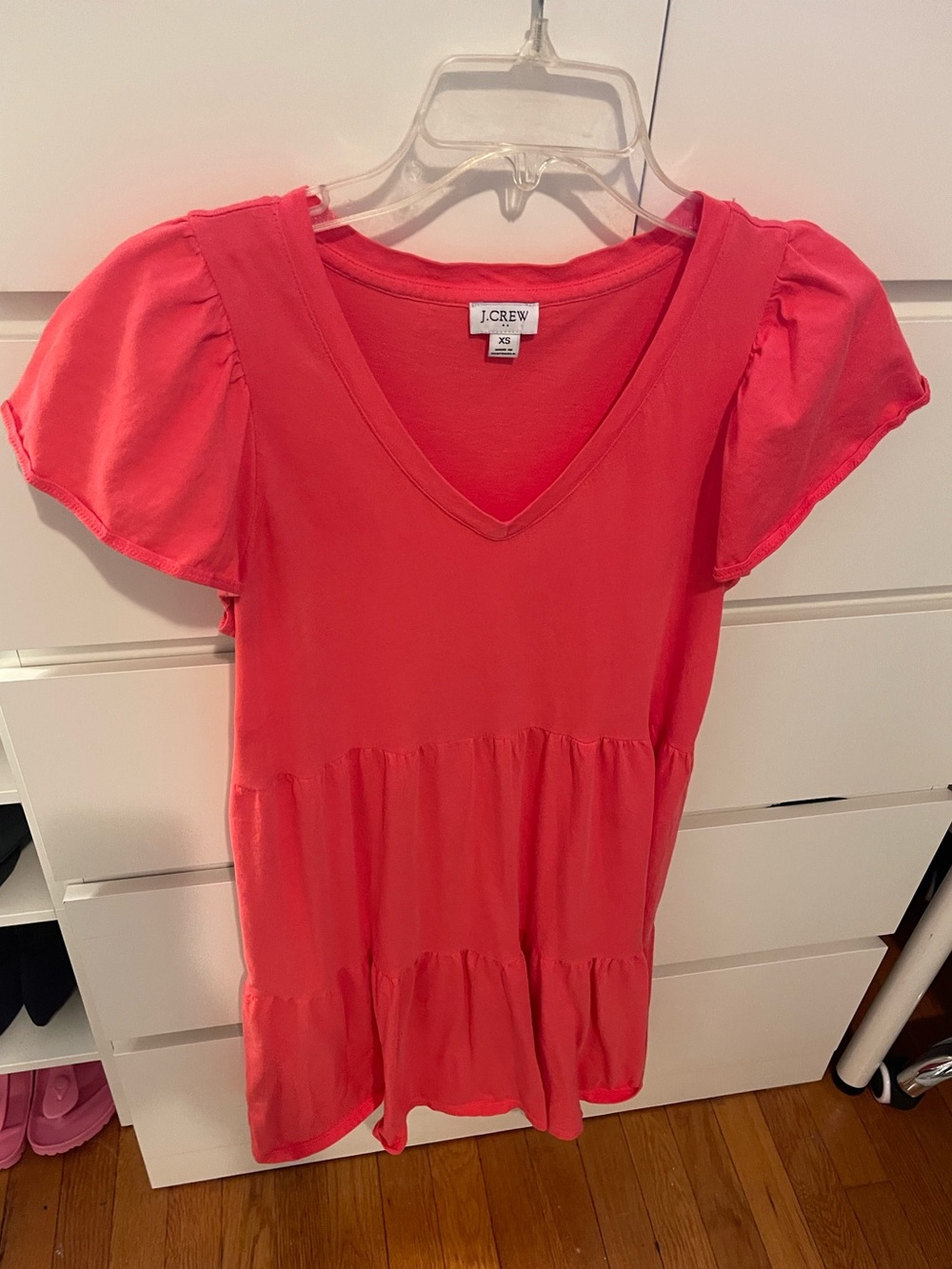 J. Crew Factory Seaside Coral Tiered Knit Mini Dress